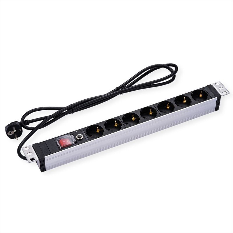 Regleta  19 1UH, PDU 7 - way Socket, 45º with overload protector, 2m  Value
