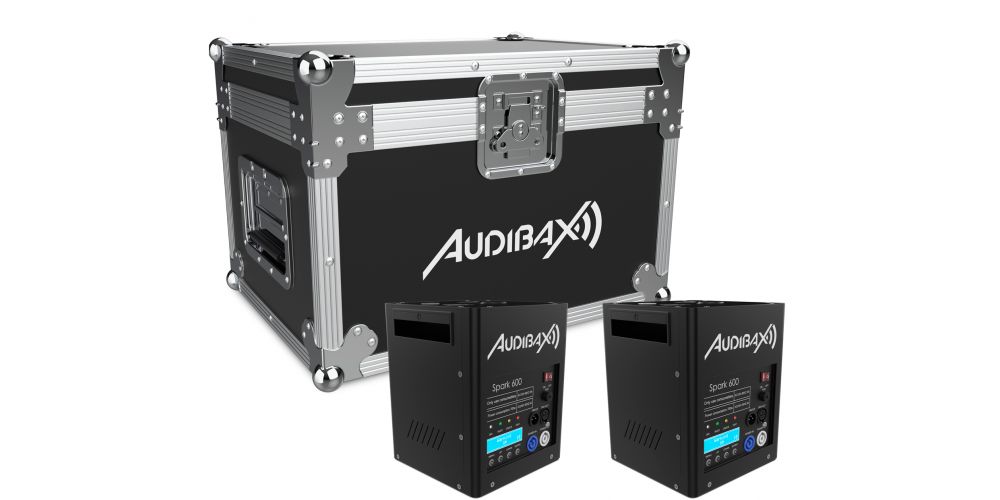 Audibax Spark 600 Máquina de Fuego Frío 2 Unidades + Flightcase Doble