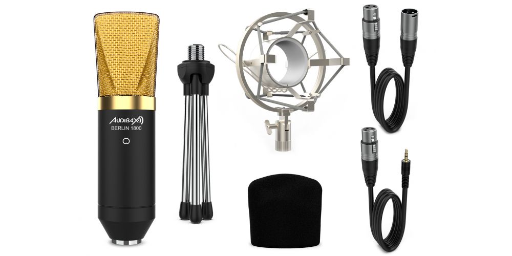 Audibax Berlin 1800 Gold Pack Micrófono Studio Gran Diafragma