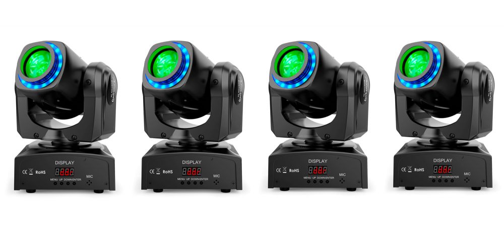 Kit 4 Cabezas Móviles Audibax Boston 30 Ring Cabeza Movil Spot 30w + Anillo LED