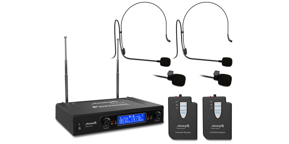 Audibax MISSOURI 2500-1 Micrófono inalambrico Profesional Doble Lavalier / Madona Frec. B
