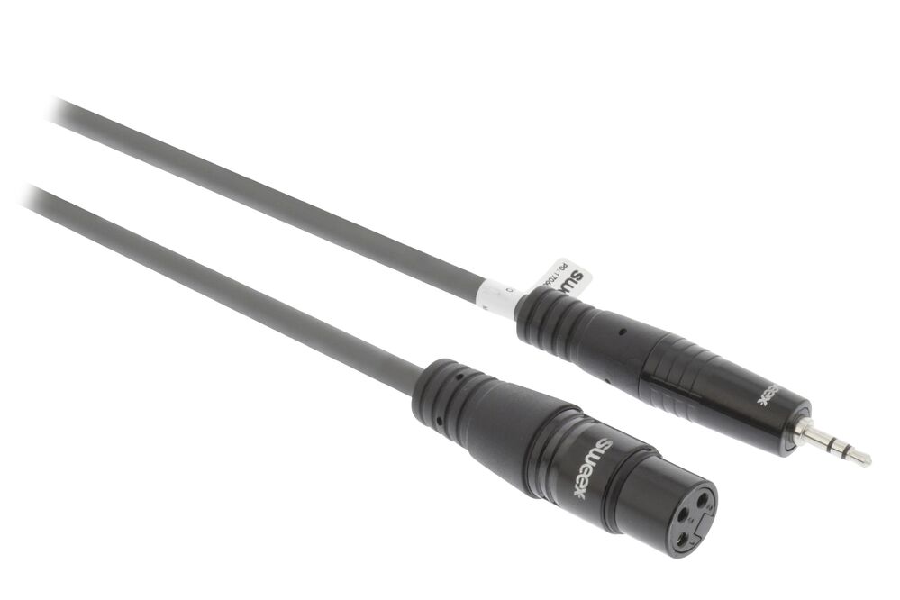 CABLE XLR ESTEREO HEMBRA DE 3 PINES - JACK 3,5 MM MACHO DE 1 M GRIS OSCURO