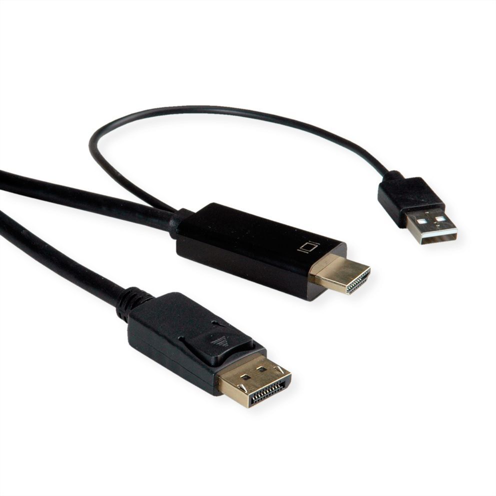 CABLE UHDTV (HDMI)  - DISPLAY PORT DP, M/M,  2 M. 4K 60Hz  NEGRO ROLINE