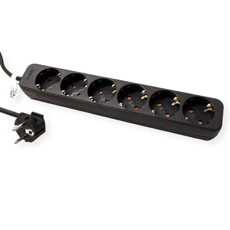 Regleta 6 Tomas , Max 3600 w. , negra, 1,5m ROLINE