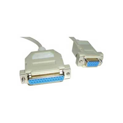 CABLE SERIE 1,8 M. NULL MODEM DB25 H/DB9 H