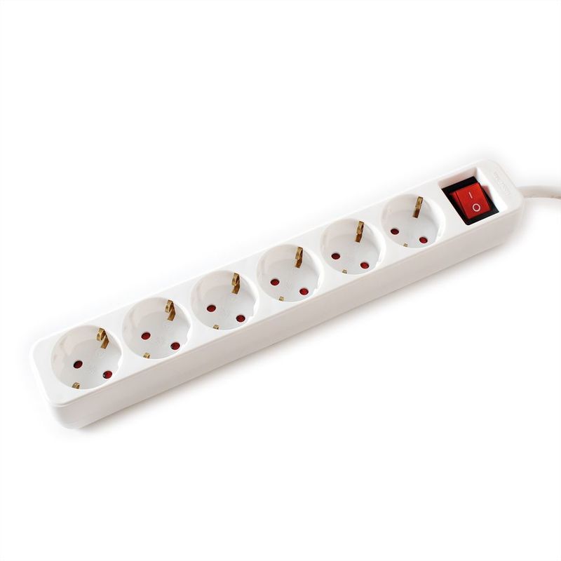Regleta de 4 Enchufes Schuko, Interruptor Encendido/Apagado, Cable de  Alimentación Trenzado 2 Metros (Alta Resistencia) - Color Blanco