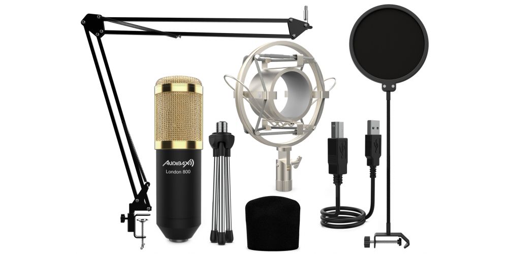 Audibax London 800 USB Gold Pro Pack Micrófono USB Pack para Podcast / Grabación / Gamers Pack-gallery-0