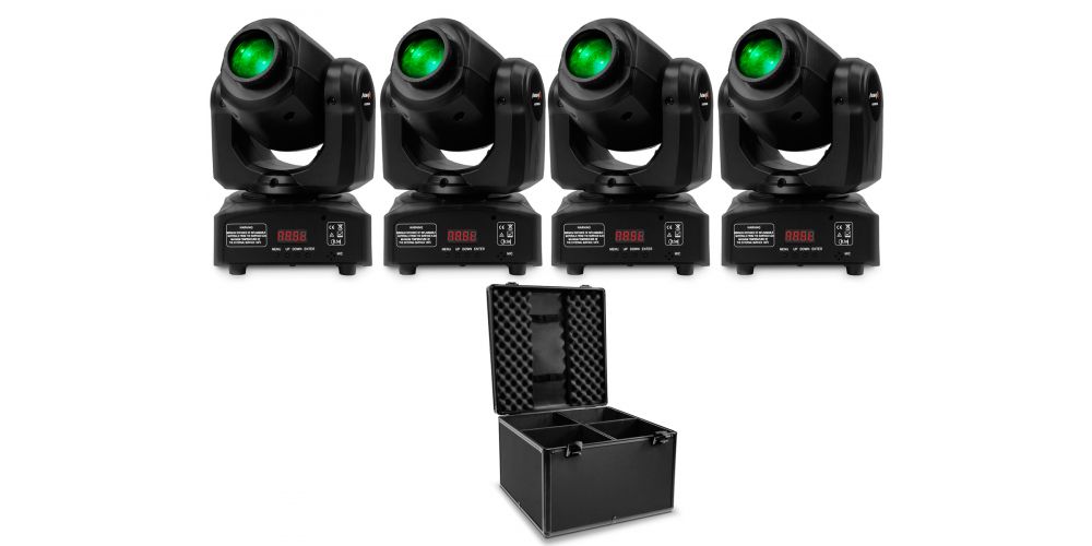 4 Cabezas Moviles Boston 10 Audibax + Flightcase Maleta